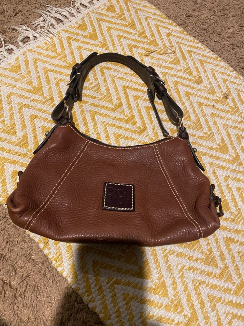 Dooney & Bourke Chestnut Brown Pebbled Leather Hobo Bag